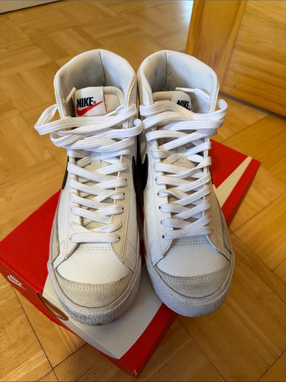 Nike White and Black High-Top Sneakers